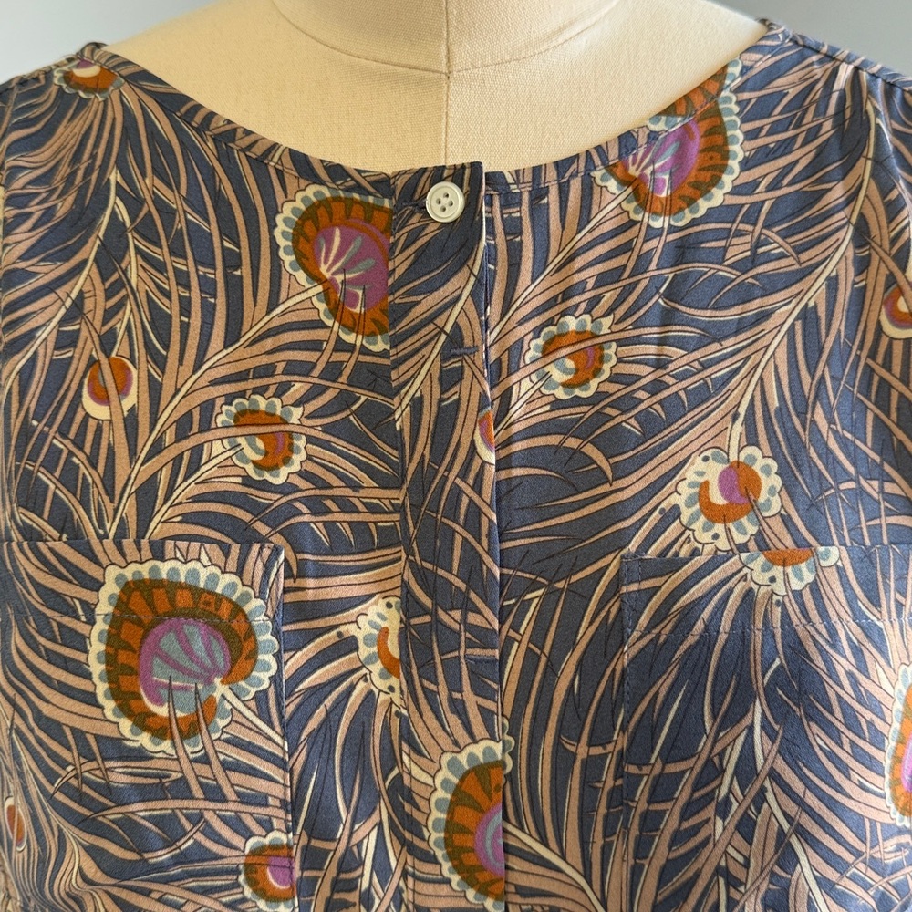 Loft Ann Taylor Women's Semi Sheer Peony Print Long-Sleeve Blouse SZS - Picture 11 of 16